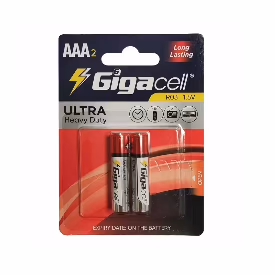 باتری نیم قلمی گیگاسل مدل Ultra Heavy Duty بسته 2 عددی