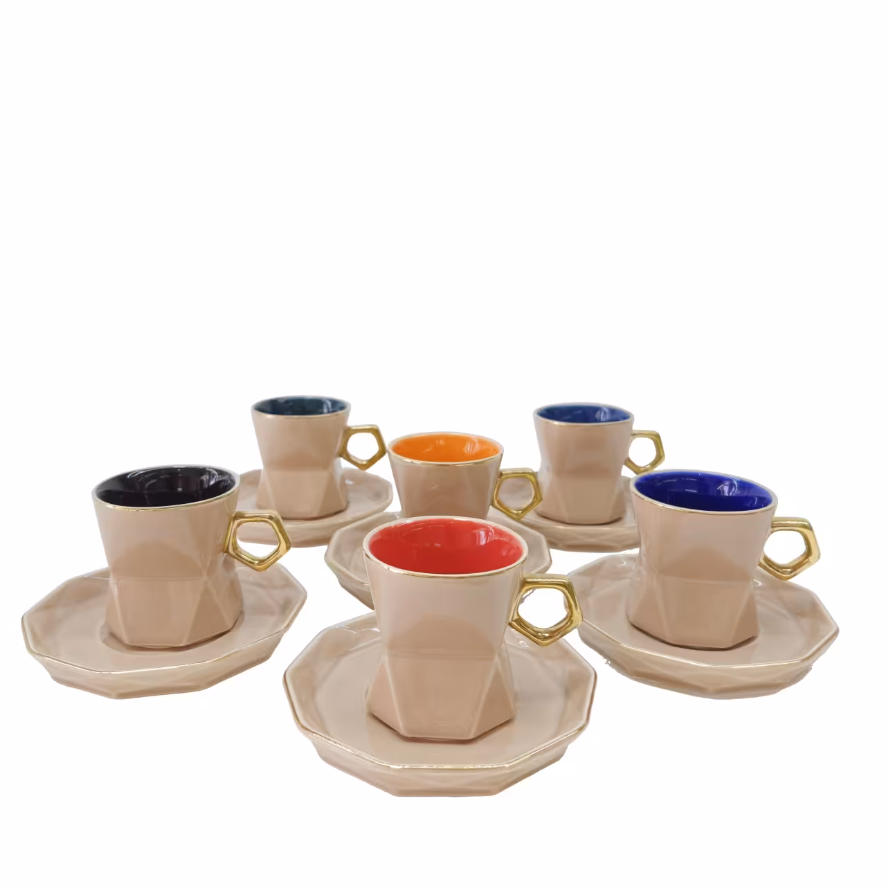 سرویس قهوه خوری 12 پارچ فانتزی مدل هندسی
