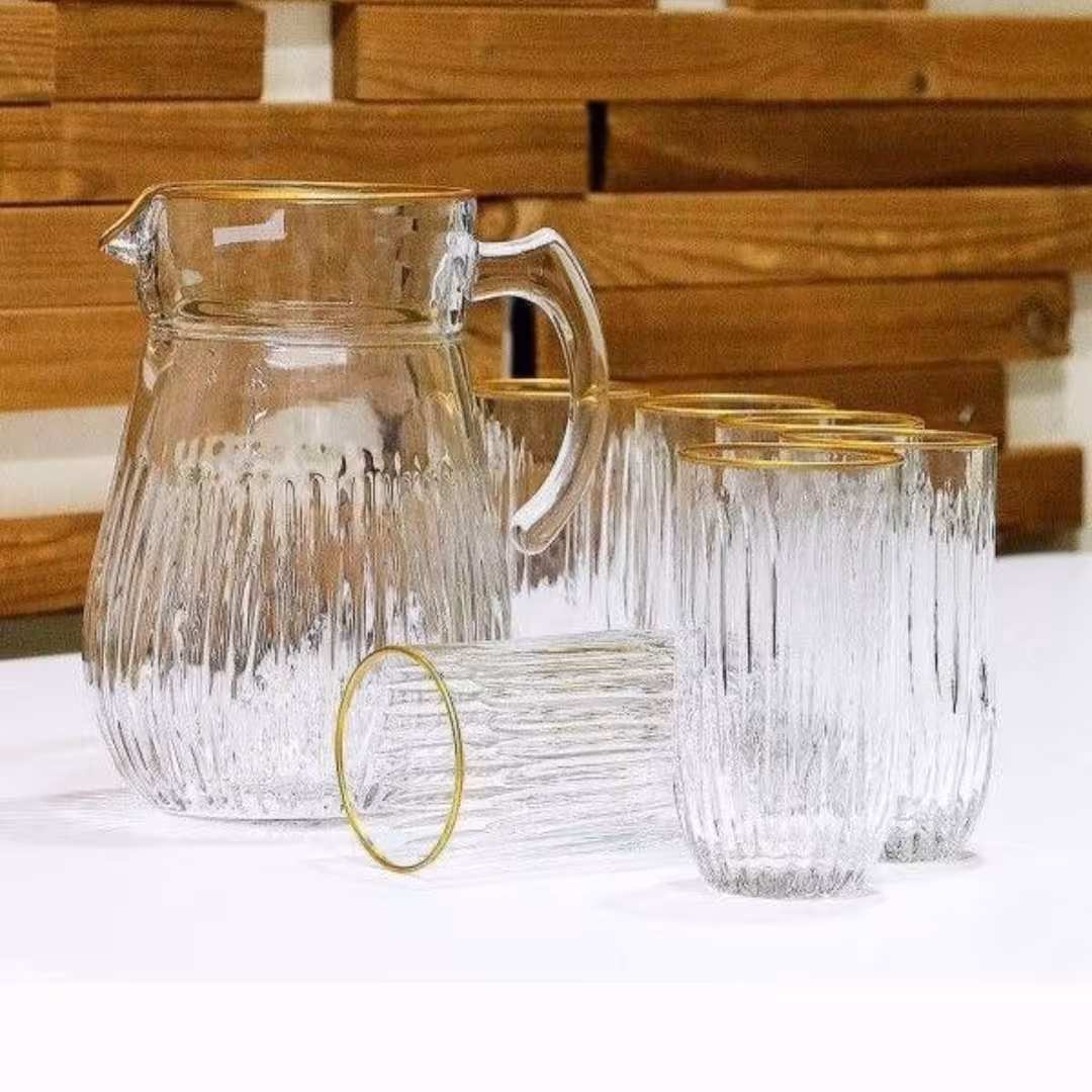 پارچ و لیوان لب طلا 