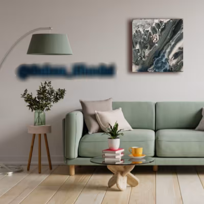 تابلو نقاشی دکوری آبستره، 40در 40با لایه محافظ در برابر رطوبت و گرد و غبار، غرفه سبز قدسی