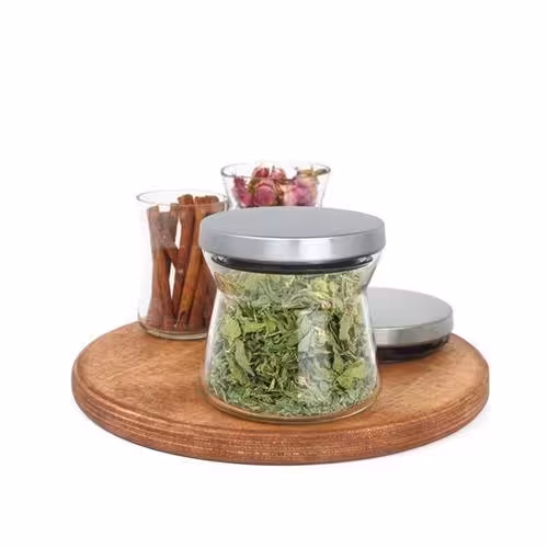 جا حبوبات شیشه ای با درب استیل 300CC برند ام جی اس MGS کد کالا B300S