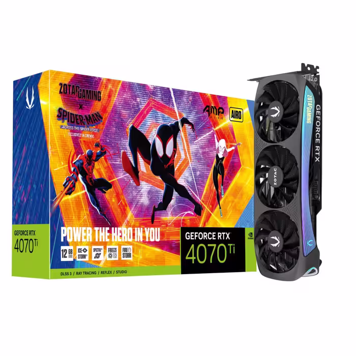 خرید کارت گرافیک Zotac RTX 4070 Ti AMP AIRO 12GB Spider Man Bundle با بهترین قیمت