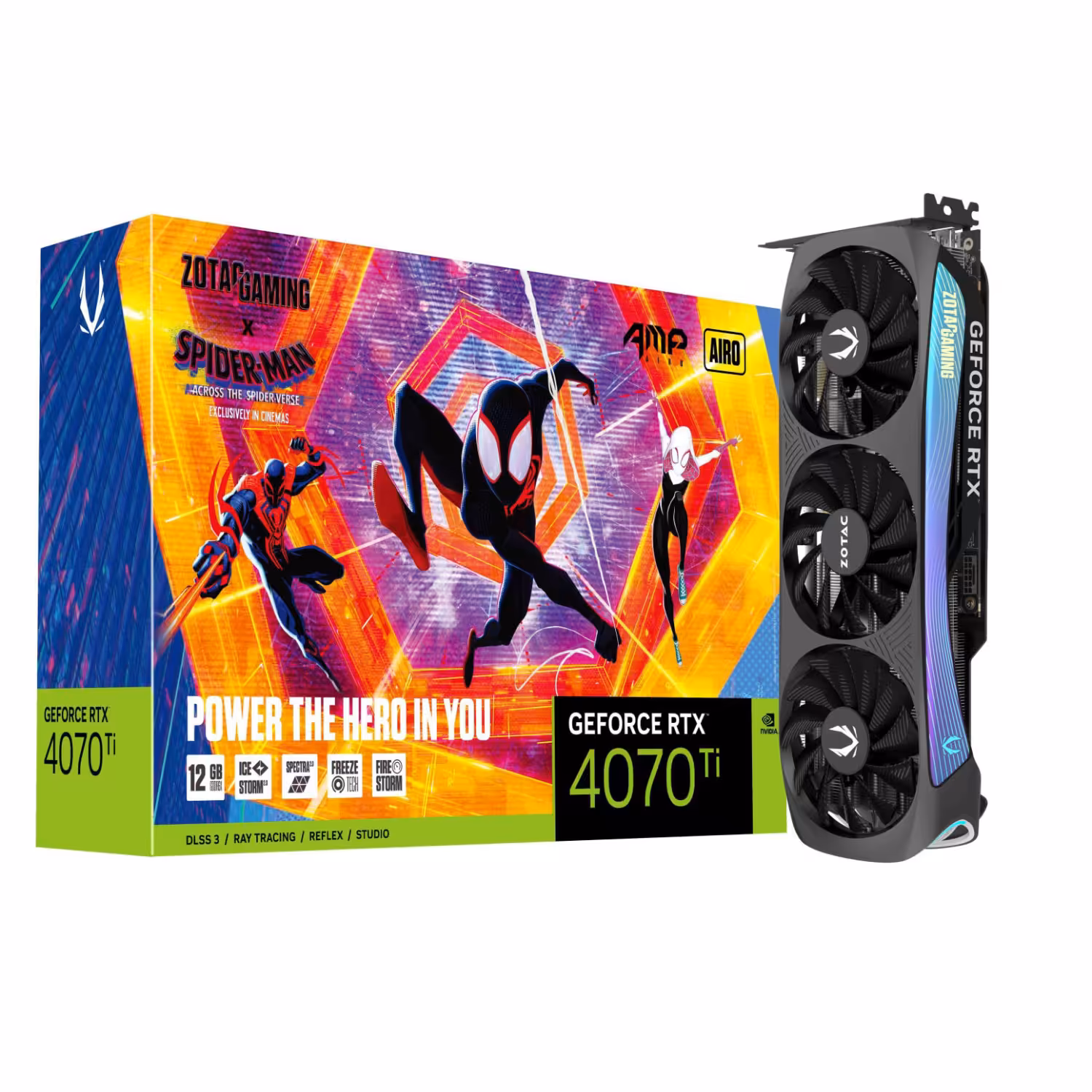 خرید کارت گرافیک Zotac RTX 4070 Ti AMP AIRO 12GB Spider Man Bundle با بهترین قیمت