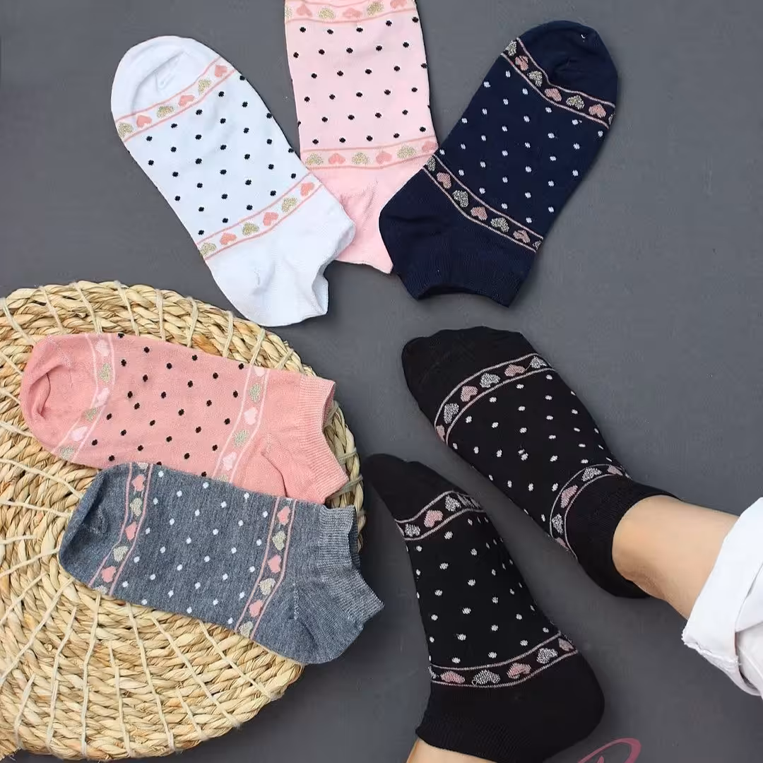 جوراب مچی قلبی جنس نخ پنبه آنتی باکتریال سایز 36 الی 40