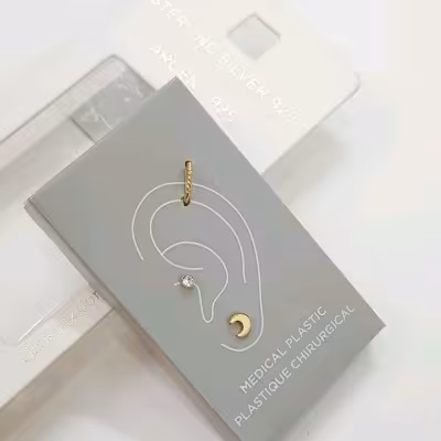 پک سه عددی گوشواره ، ایرکاف و پیرسینگ گوش نقره استرلینگ عیار 925