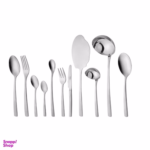 سرویس قاشق و چنگال 86 پارچه ناب استیل مدل فلورانس ساده