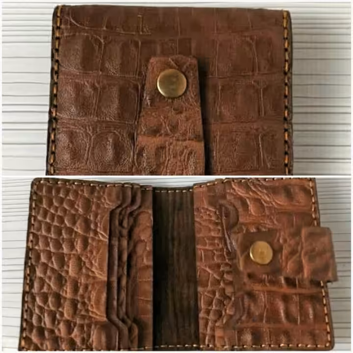 جاکارتی چرم دست دوز طبیعی با طرح کروکودیل