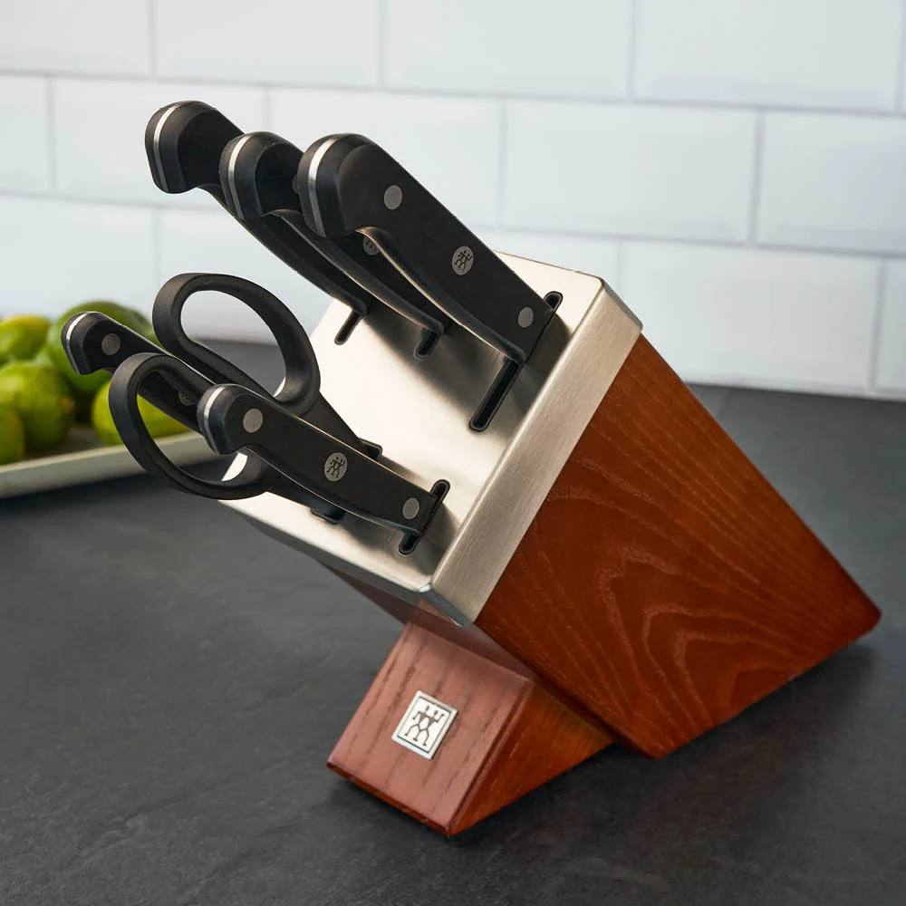 سرویس چاقو 7 پارچه مدل گورمت با استند تیز کننده شارپ بلاک ZWILLING SHARP  BLOCK GOURMET