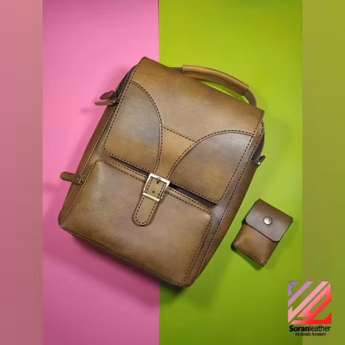 کیف دوشی و دستی اسپورت چرم شتری