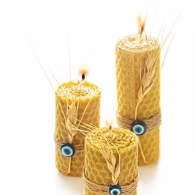 شمع سه تایی موم عسل