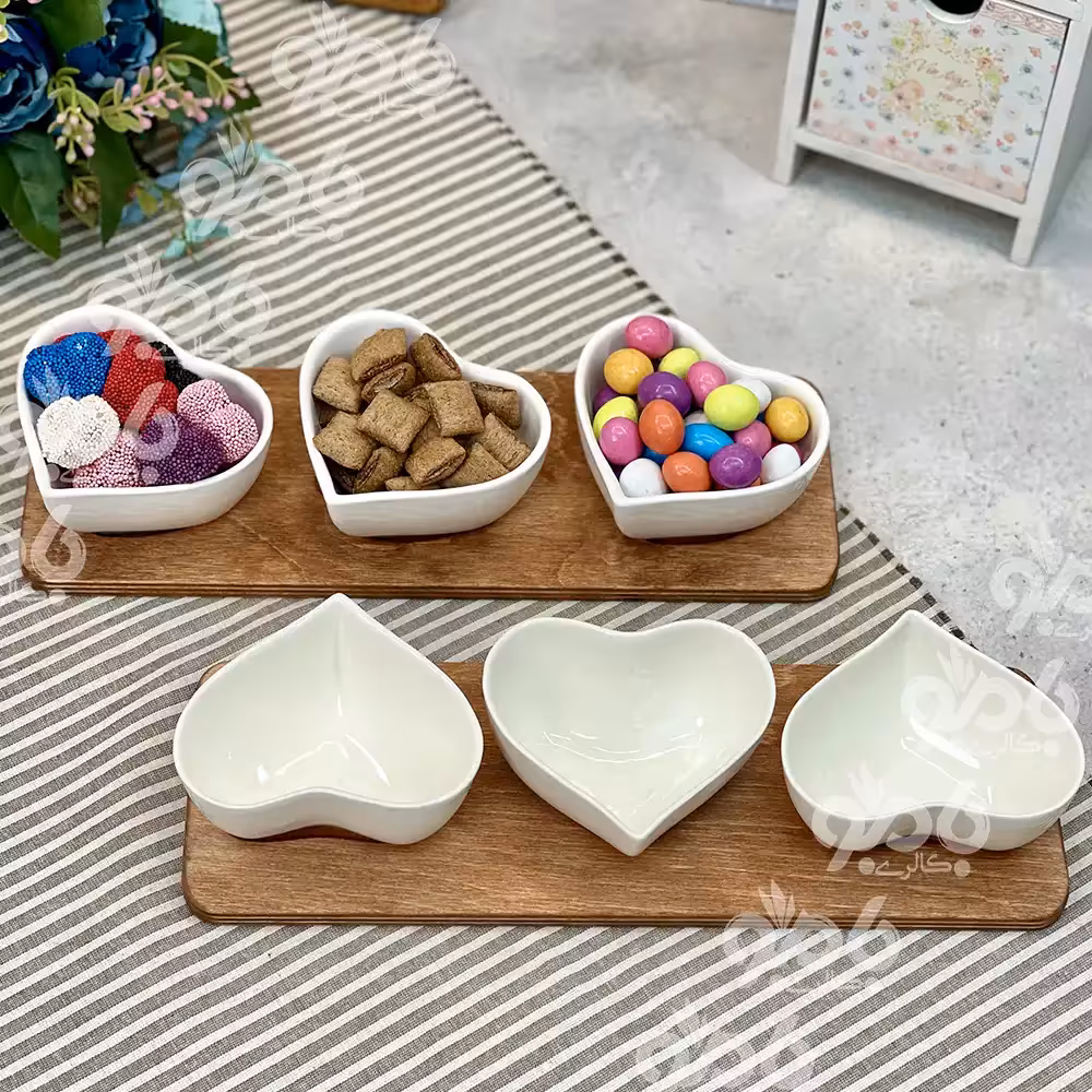 اردو خوری زیره چوب پلای وود 3پیاله قلب