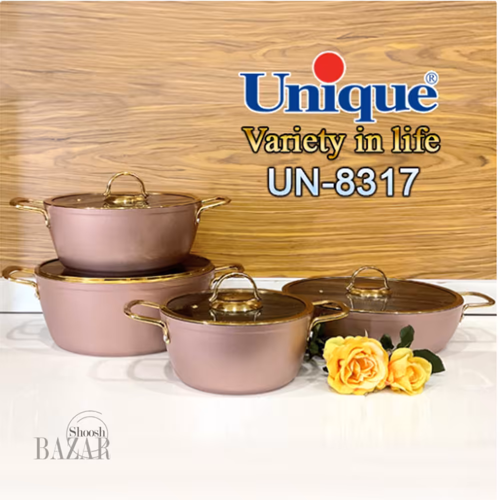 سرویس 8 پارچه بدنه رزگلد درب فلت طلایی یونیک کد 8317