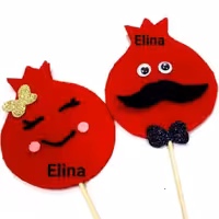 گیفت شب یلدا طرح تاپر  مدل انار  یلدایی  با تم های مختلف تکی با سیخ چوبی 