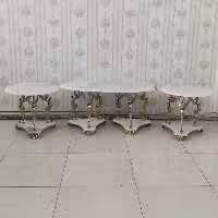 میز جلو مبلی و عسلی برنزی مدل فرشته با سنگ مرمر سفید کد 7341