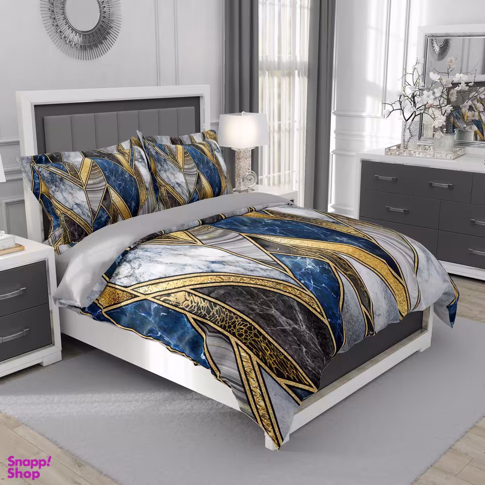 سرویس روتختی تکنفره 5 تکه مدل ماربل هندسی کد 4896