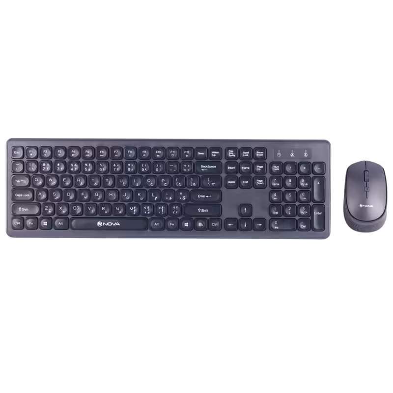کیبورد و ماوس بی‌سیم نوا مدل NKM-1401WLNova NKM-1401WL Wireless Keyboard And Mouse