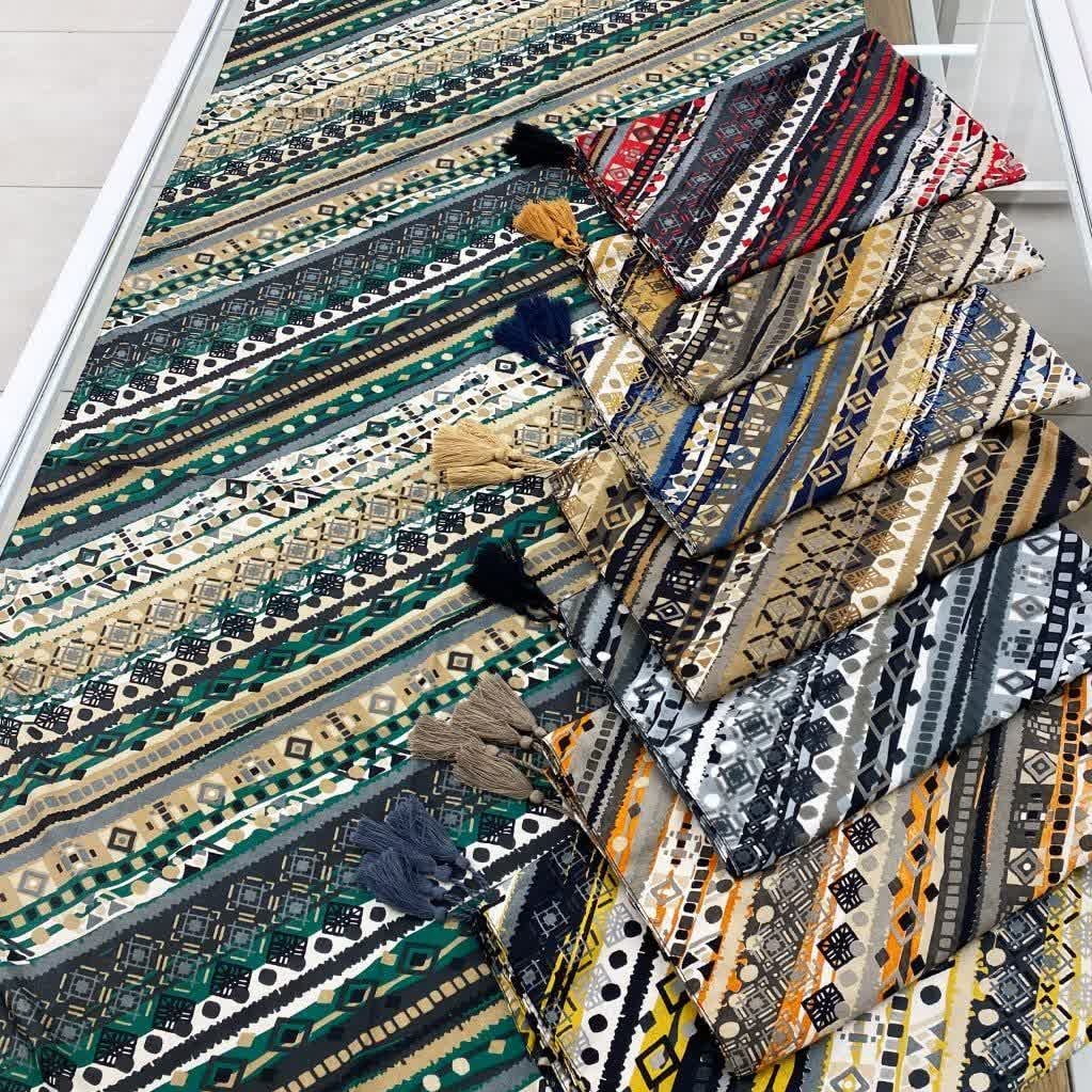 شال نخی رنگی  طرحدار منگوله دارجذاب 