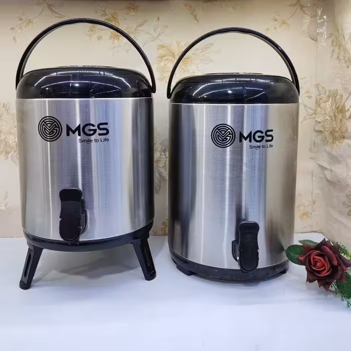 کلمن پایه دار داخل استیل و بدنه استیل 10 لیتری ام جی اس