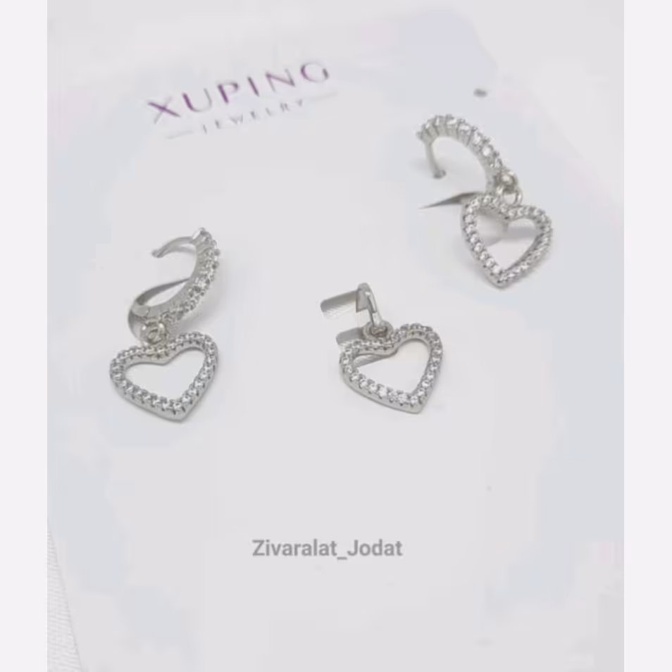 نیم ست نگین دار  طرح قلب ژوپینگ کدN10