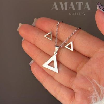 نیمست استیل نقره ای طرح مثلث توخالی