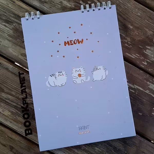 دفتر نقاشی برگ تحریر طرح Meow رنگ یاسی