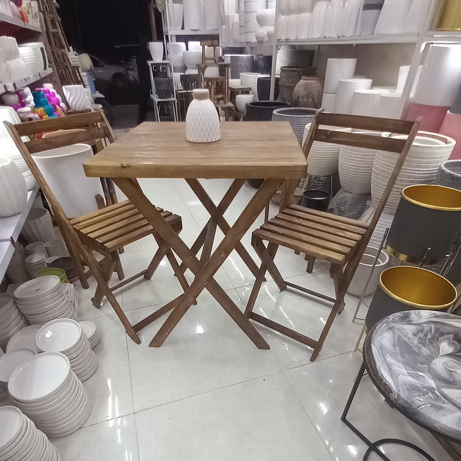 میز 2 نفره چوب روسی تاشو مناسب باغ و تراس و آشپزخونه