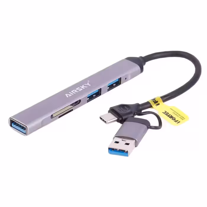 هاب و رم ریدر 5 پورت  Ifortech Airsky HC-77A Type-C USB3.0 5Port