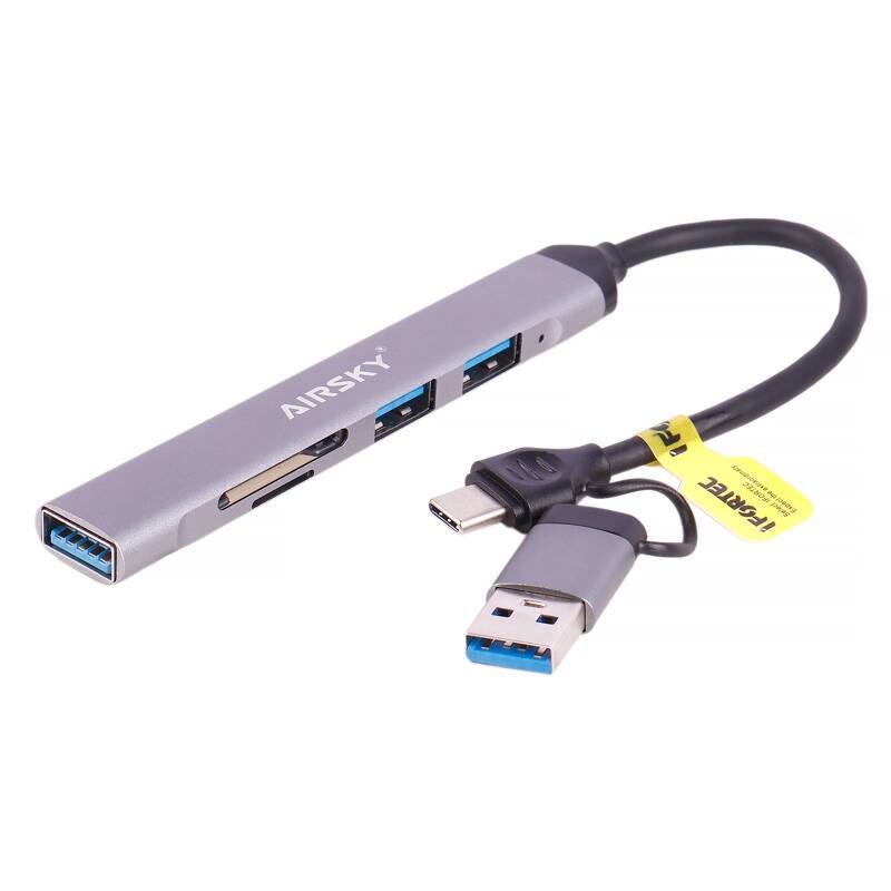 هاب و رم ریدر 5 پورت Ifortech Airsky HC-77A Type-C USB3.0 5Port