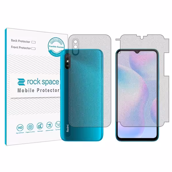 گلس صفحه نمایش و پشت گوشی شیائومی Redmi 9At مدل نانو هیدروژل گیمینگ برند راک اسپیس کد MS