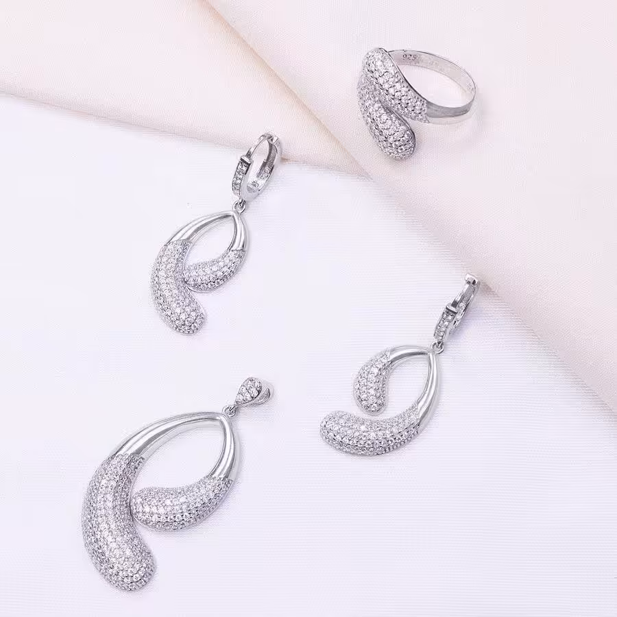 نیم ست نقره میکرو عیار925 آبکاری شده،کد 11