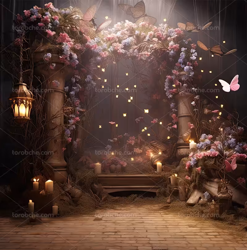 بک دراپ عکاسی با گل های رنگی و شمع | گرافیک با طعم تربچه