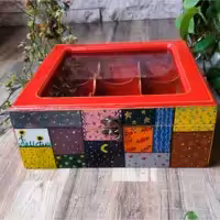 جعبه چوبی رنگ قرمز  طراحی شده با دست و رنگ ثابت قابل تمیز کردن با دستمال مرطوب