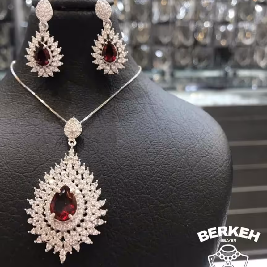 نیمست طرح جواهر نقره عیار 925 بسیار شیک