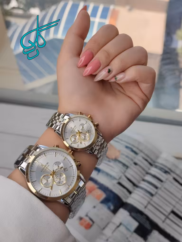 خرید ست ساعت زنانه و مردانه فلزی مارک رومنسون سه موتوره فعال رنگثابت استیل درجه یک تقویم دار دو قفله مخفی کیفیت عالی دارای رنگبندی کد 2116867 - ردگل