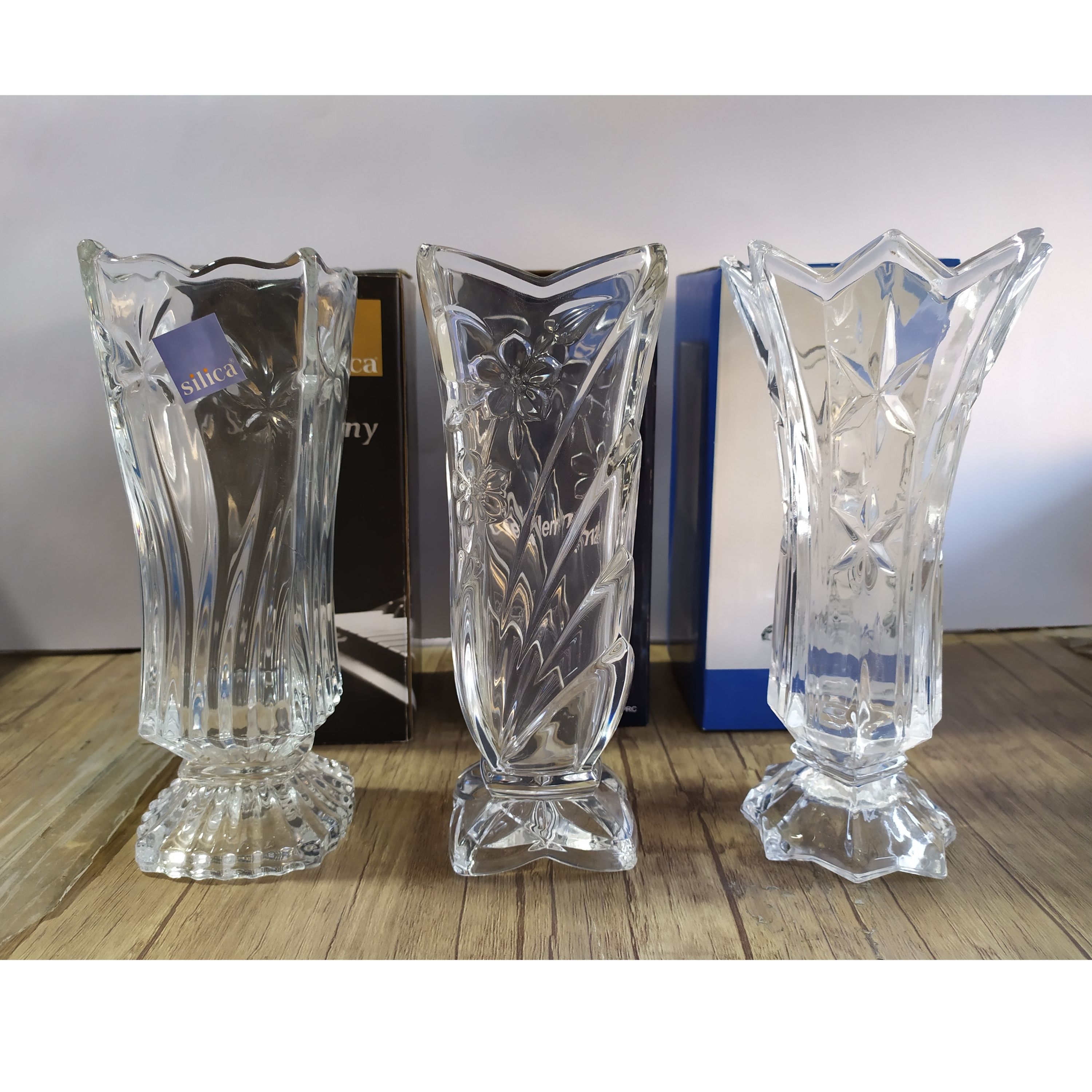گلدان کریستال اصل سیلیکا 3طرح کیفیت درجه 1