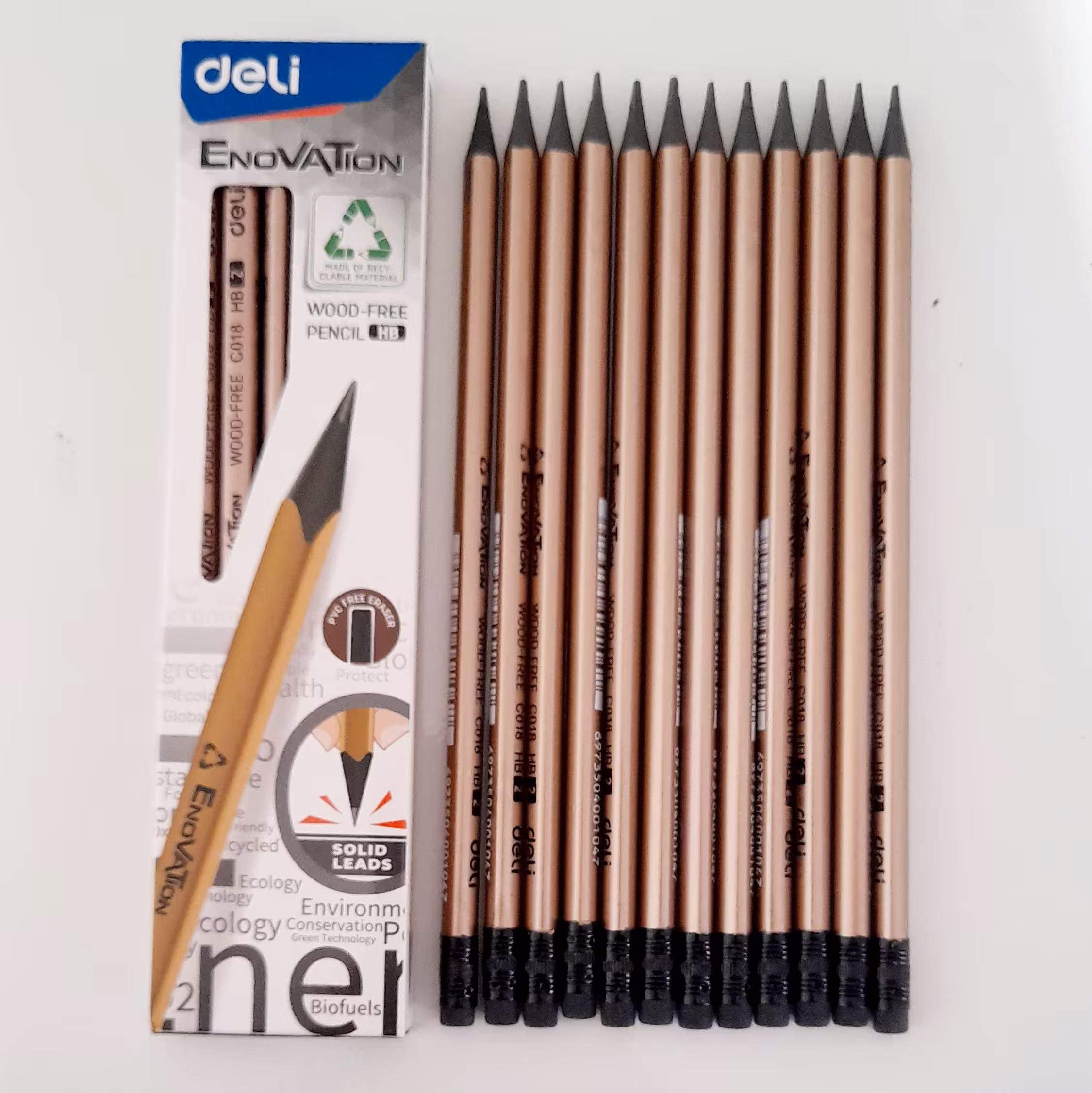 مداد زغالی سه گوش پاک کن دار  deli مدل C018 بسته 12 عددی