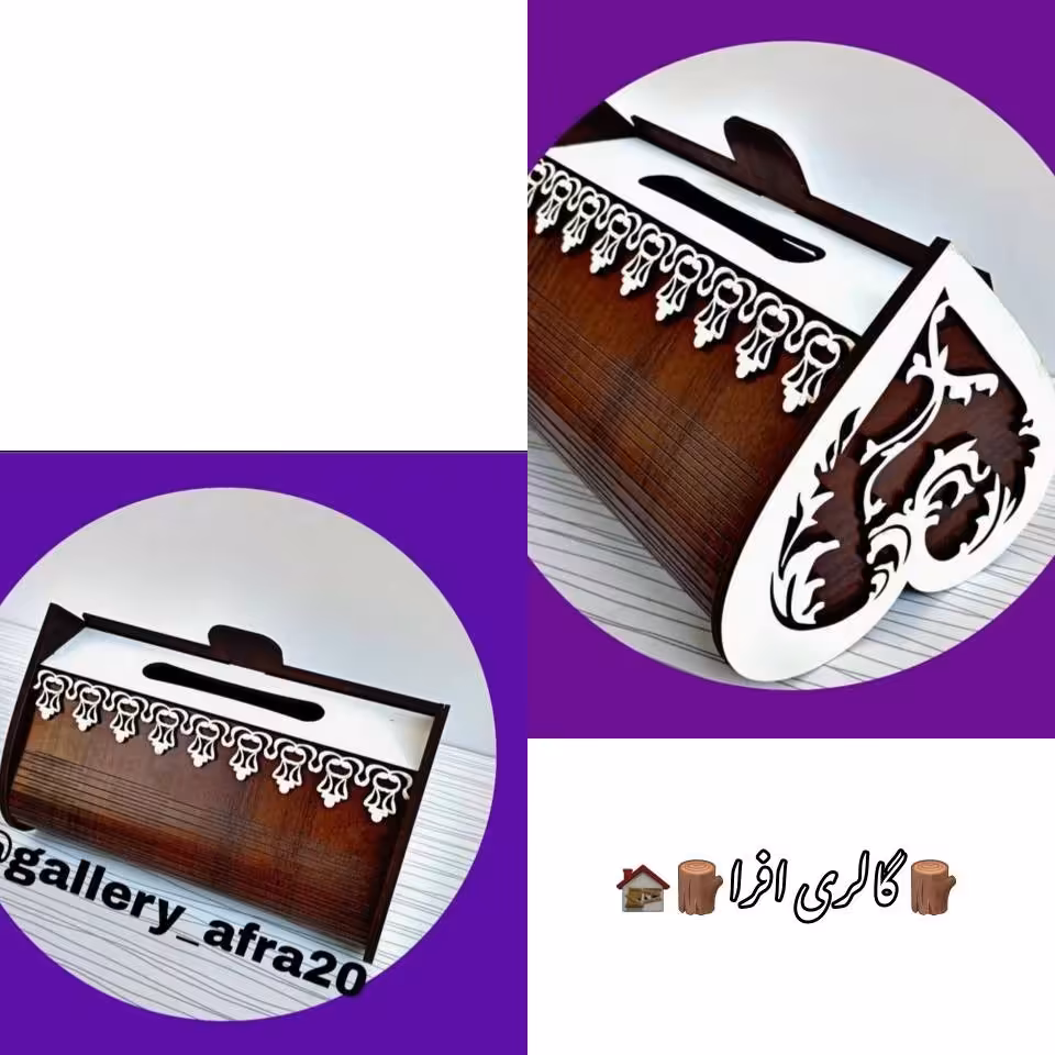 جعبه دستمال کاغذی چوبی طرح کرکره ای موجود در رنگبندی