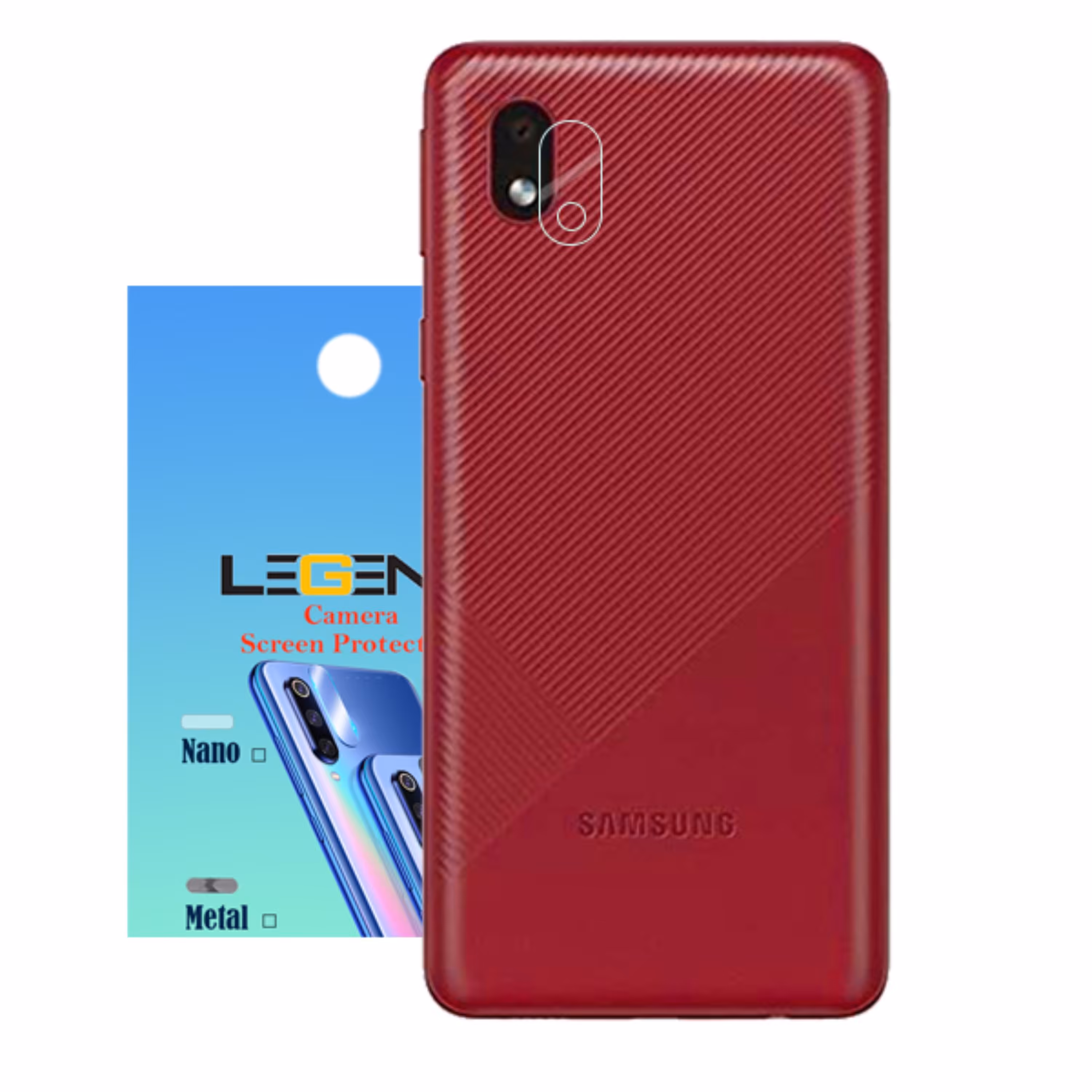 محافظ لنز دوربین لجند مدل نانو گلس مناسب موبایل سامسونگ Galaxy A01 Core