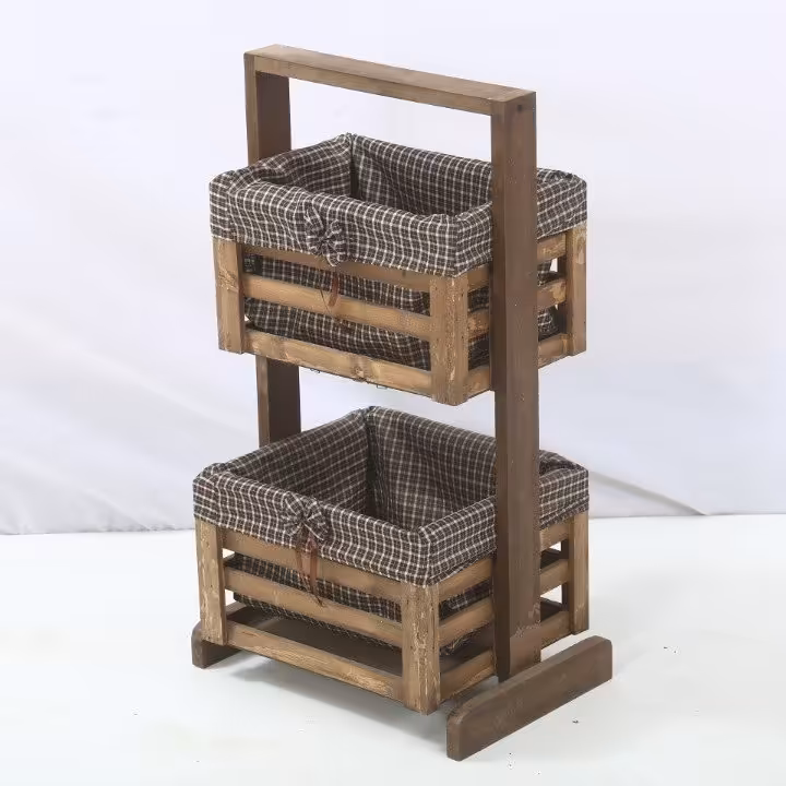 سبد سیب زمینی پیاز  2طبقه چوبی 