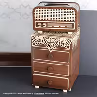 ست سطل و جای دستمال کاغذی سایان هوم مدل رادیو و دراور