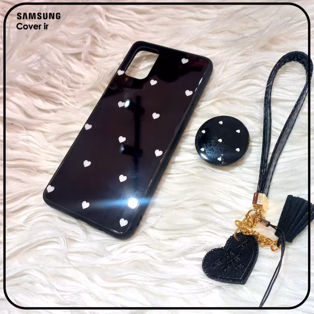 قاب گوشی سامسونگ m51  پشت گلس قلبی دارای پاپسوکت ست 