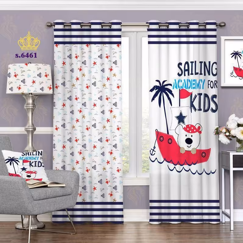 پرده اتاق خواب کودک دو قواره طرح کارتونی کد S6461