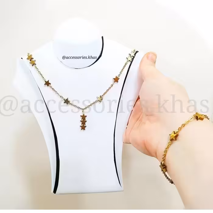 گردنبند و دستبند حدید مدل ستاره  زیورآلات بدلیجات اکسسوری دست‌ساز 