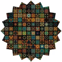 رومیزی مخمل طرح سنتی سایز 90 در 95 مدل T6-76 شرکت رنس