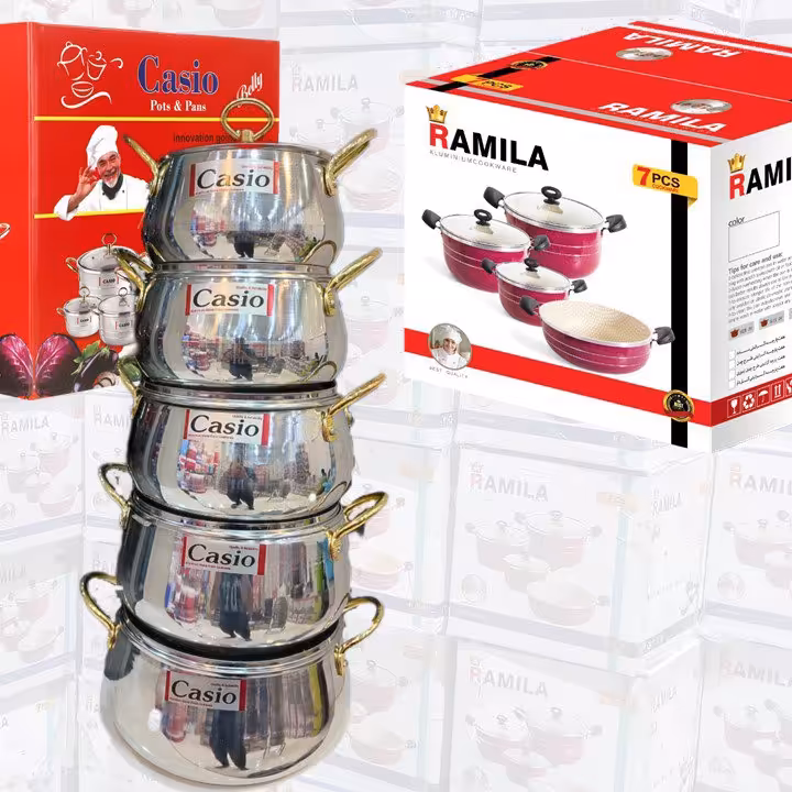 سرویس قابلمه 10 پارچه کاسیو براق - تولیدی سرویس قابلمه کاسیو  در ایران -aluminium cookware factory