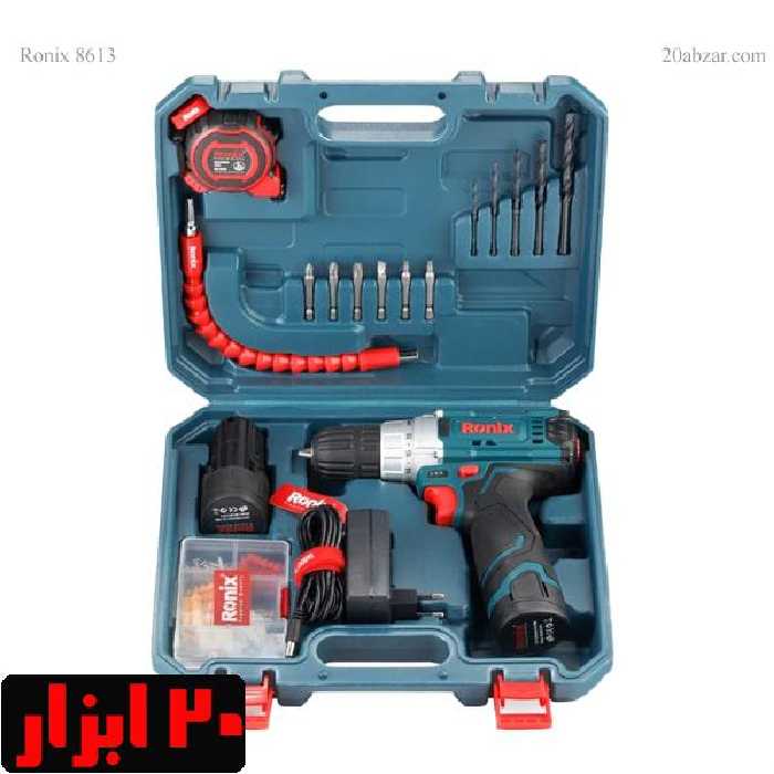 کیت دریل شارژی 12 ولت 19 پارچه دو باتری رونیکس مدل RS-8613