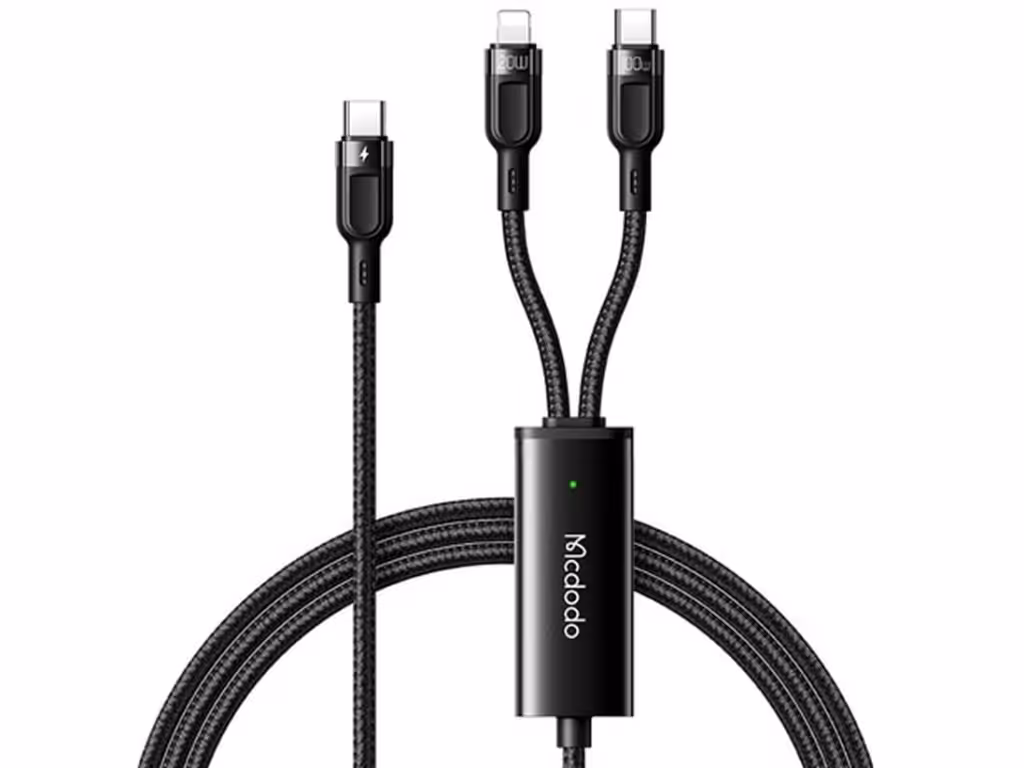 کابل شارژ سریع دو سر تایپ‌سی به لایتنینگ و تایپ‎سی 1.2 متری مک‌دودو MCDODO 2 in 1 Fast Charging Data Cabl CA-8780