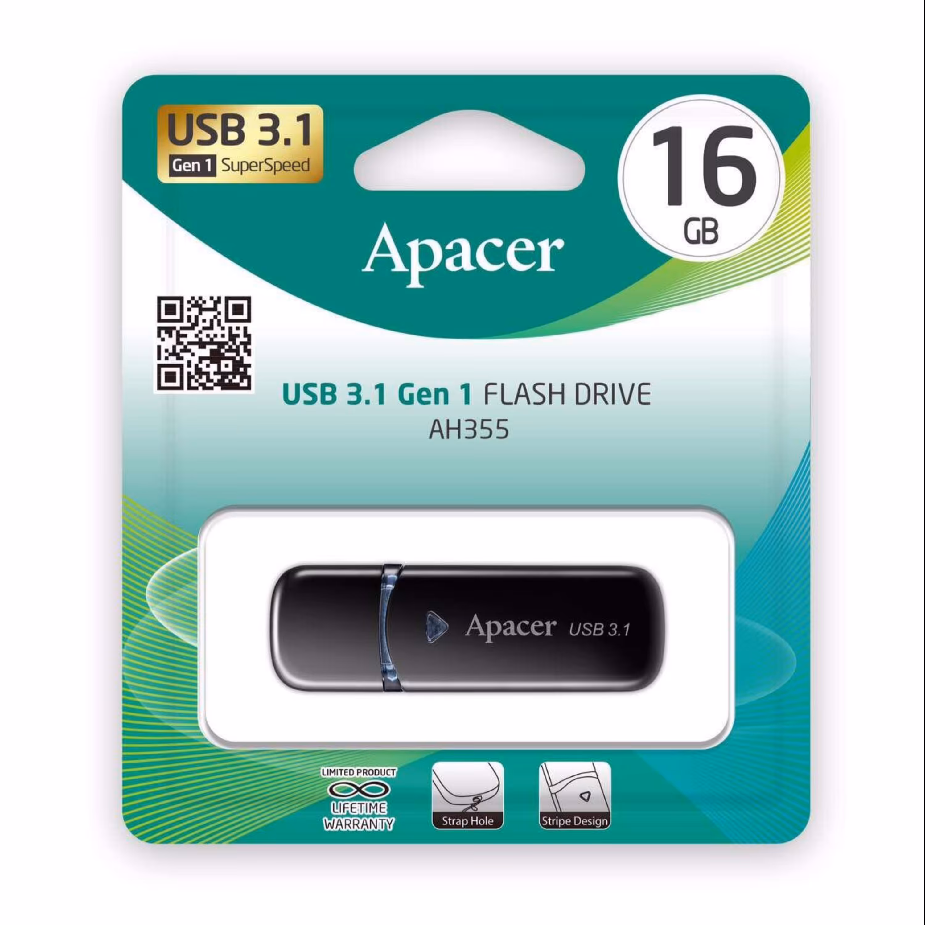 فلش 16GB USB3.1  Apacer AH355  با گارانتی مادام العمر
