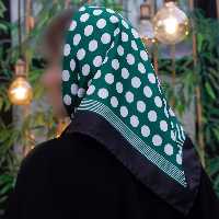 مینی اسکارف روسری زنانه توییل ابریشم چهارفصل خال خالی سبز مینل