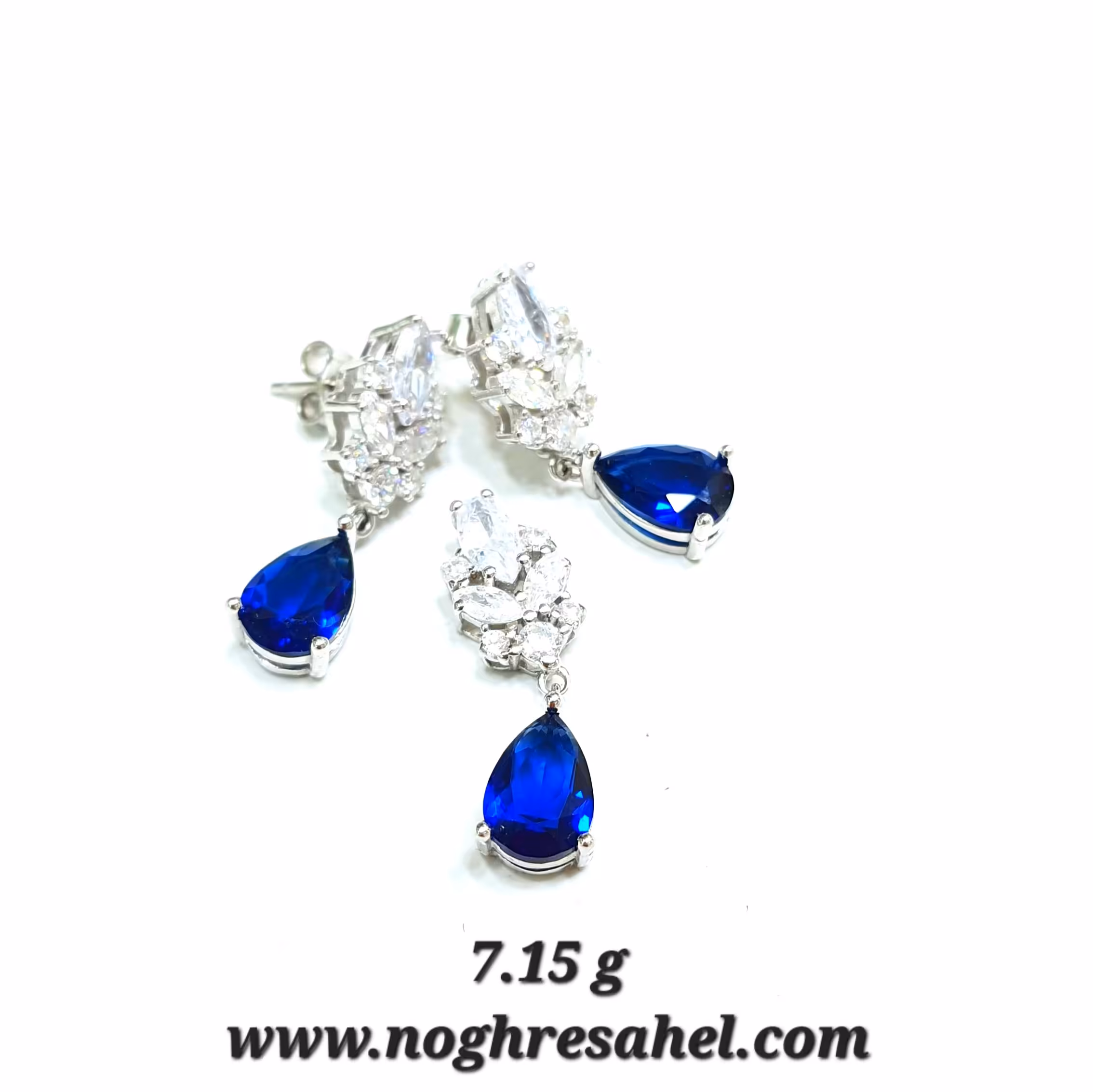 نیمست یاقوت کبود نقره عیار 925 ساخت ایتالیا